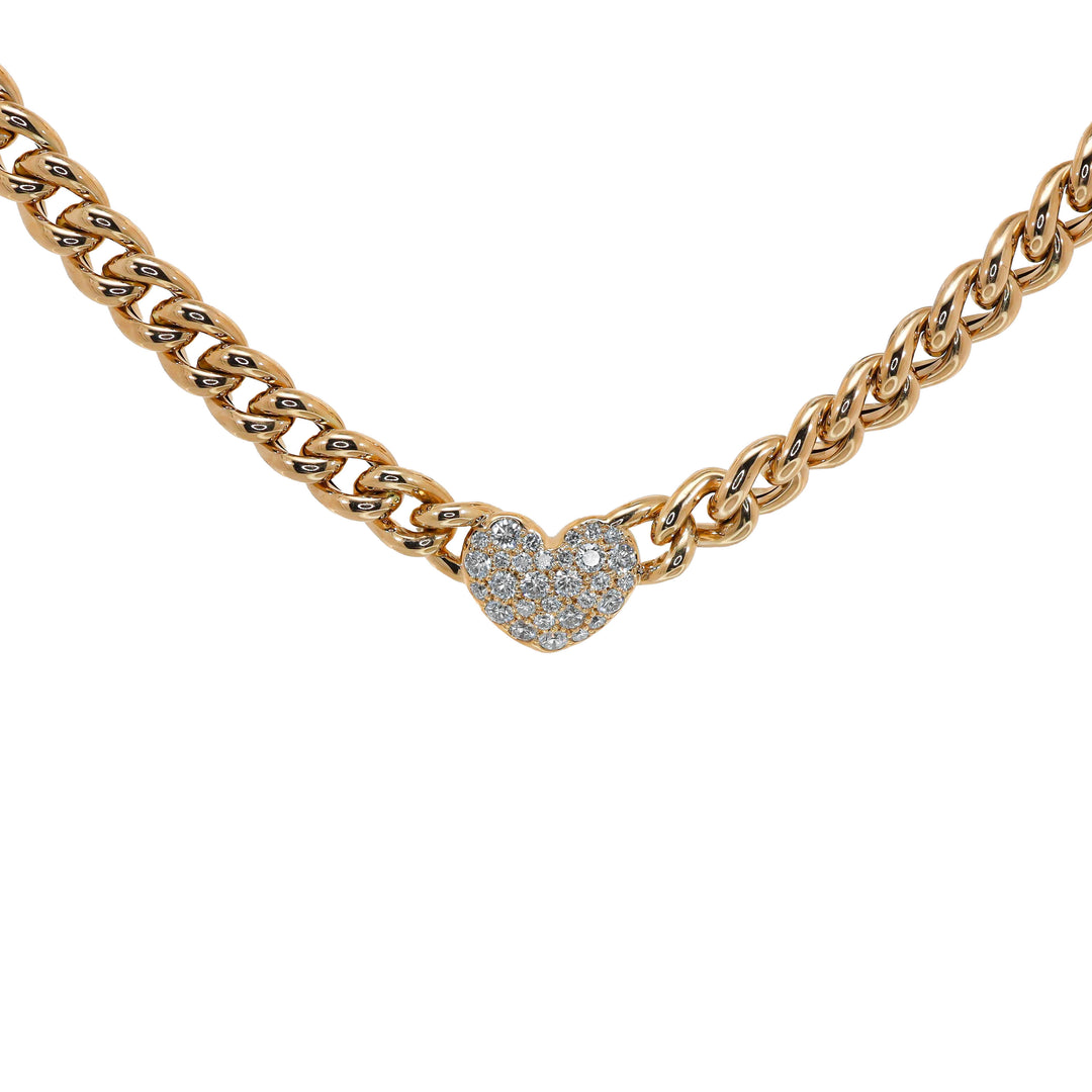 Girocollo Crivelli - Catena Groumette con Pavé di Diamanti in Oro Rosa