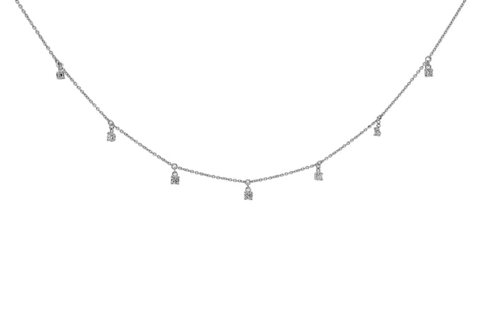 Girocollo Crivelli - Catenina in Oro Bianco con 7 Diamanti Pendenti