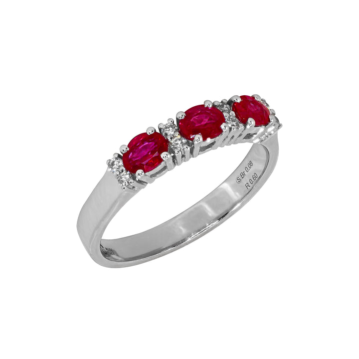 Anello Crivelli - Trilogy in Oro Bianco con Diamanti e Rubini 0,60 ct.