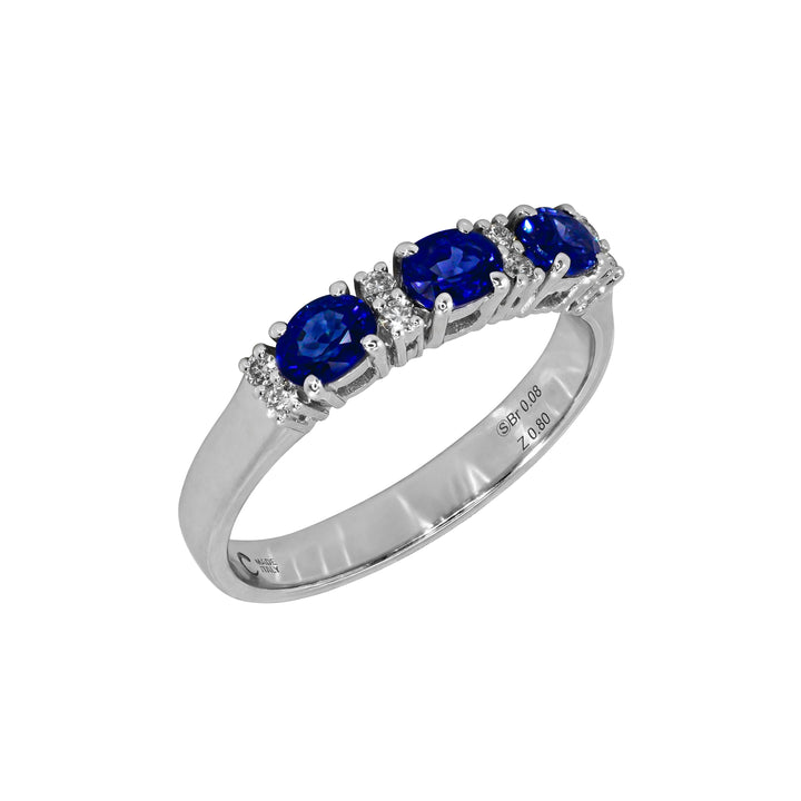 Anello Crivelli - Trilogy in Oro Bianco con Diamanti e Zaffiri 0,80 ct.