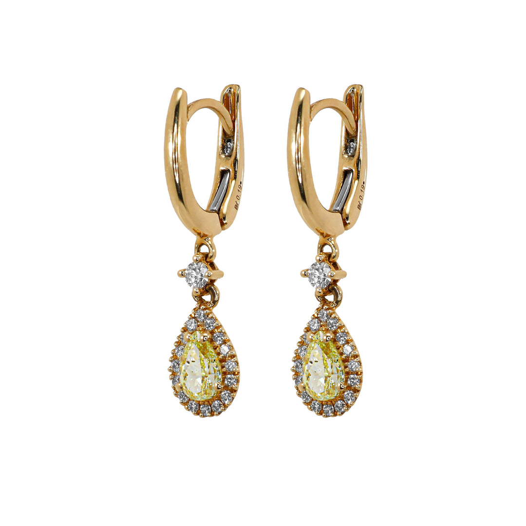 Orecchini Crivelli - Pendenti con Diamanti Fancy Yellow e Diamanti in Oro Rosa
