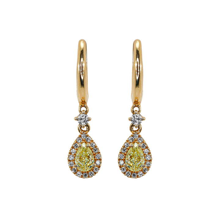 Orecchini Crivelli - Pendenti con Diamanti Fancy Yellow e Diamanti in Oro Rosa