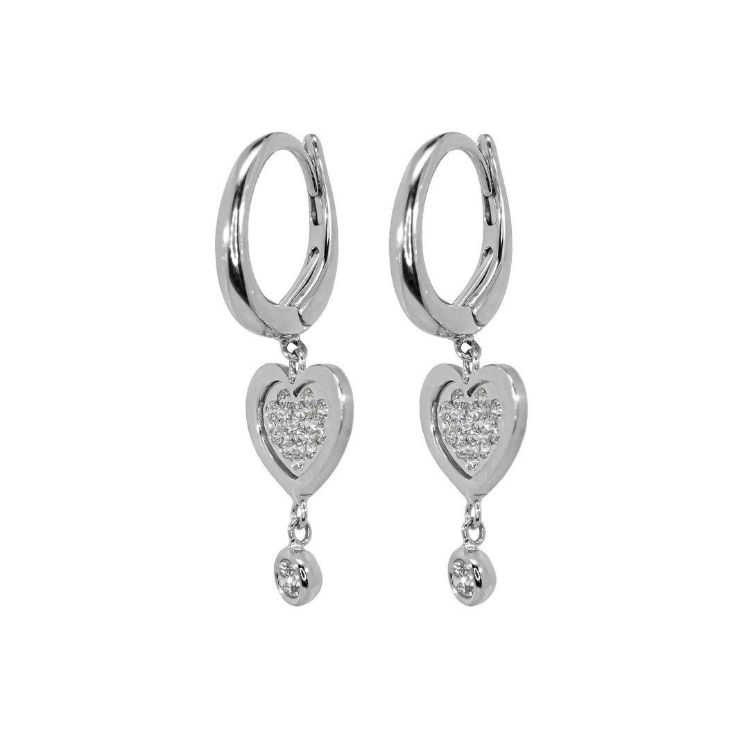Orecchini Crivelli - Pendente Fantasia Cuore in Oro Bianco e Diamanti