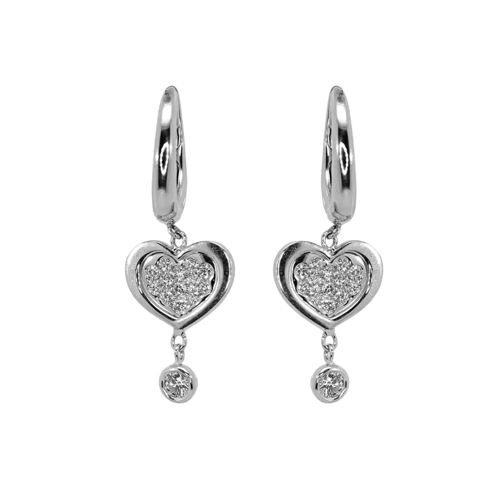 Orecchini Crivelli - Pendente Fantasia Cuore in Oro Bianco e Diamanti