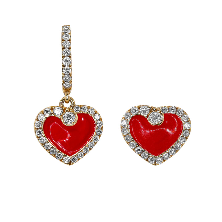 Orecchini Crivelli - Pendente con Fantasia Cuore in Oro Rosa e Diamanti
