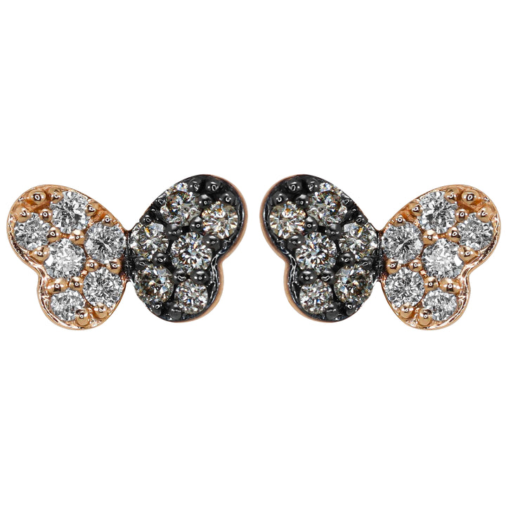 Orecchini Crivelli - Farfalle con Diamanti e Diamanti Brown in Oro Rosa