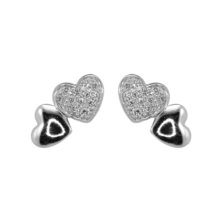Orecchini Crivelli - Cuoricini con Diamanti in Oro Bianco