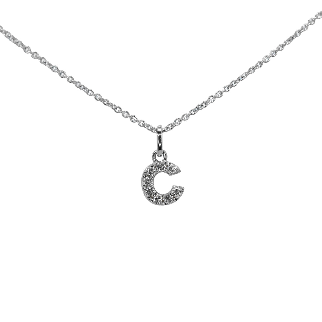 Girocollo Crivelli - Lettera "C" con Diamanti in Oro Bianco
