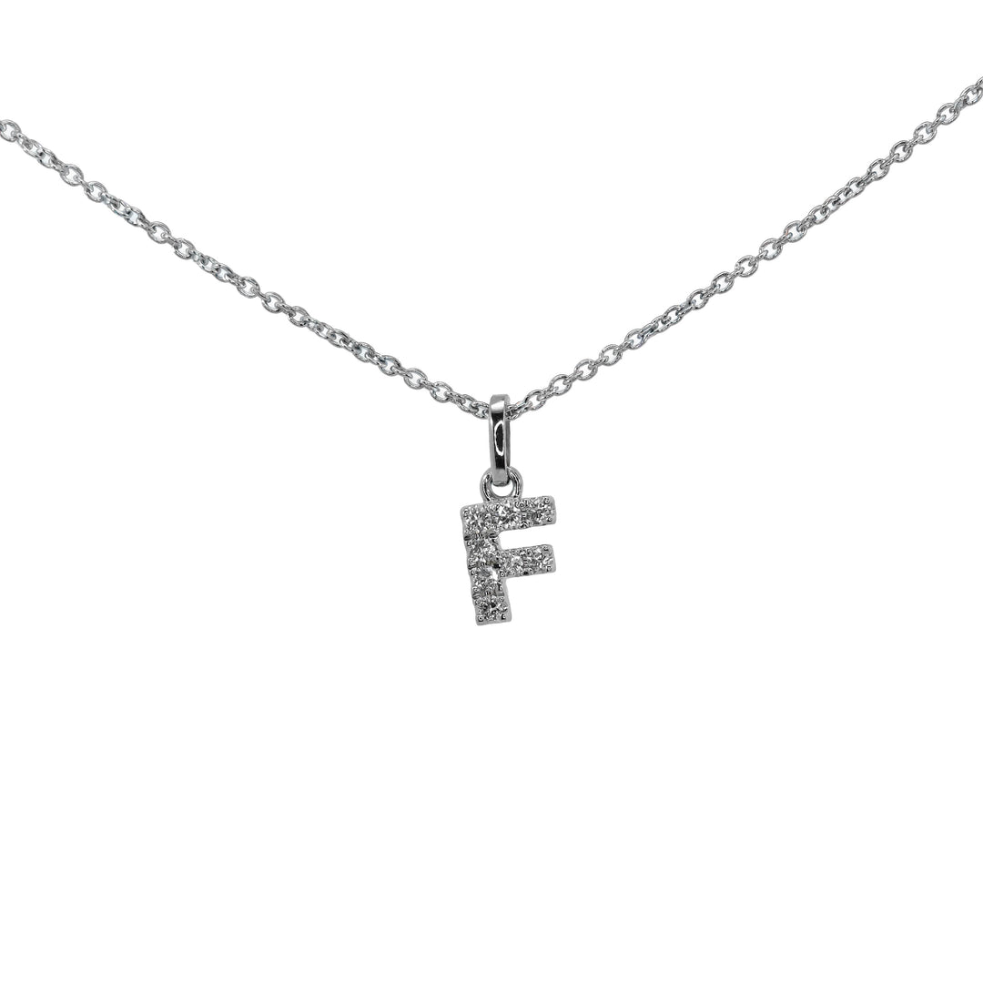Girocollo Crivelli - Lettera "F" con Diamanti in Oro Bianco