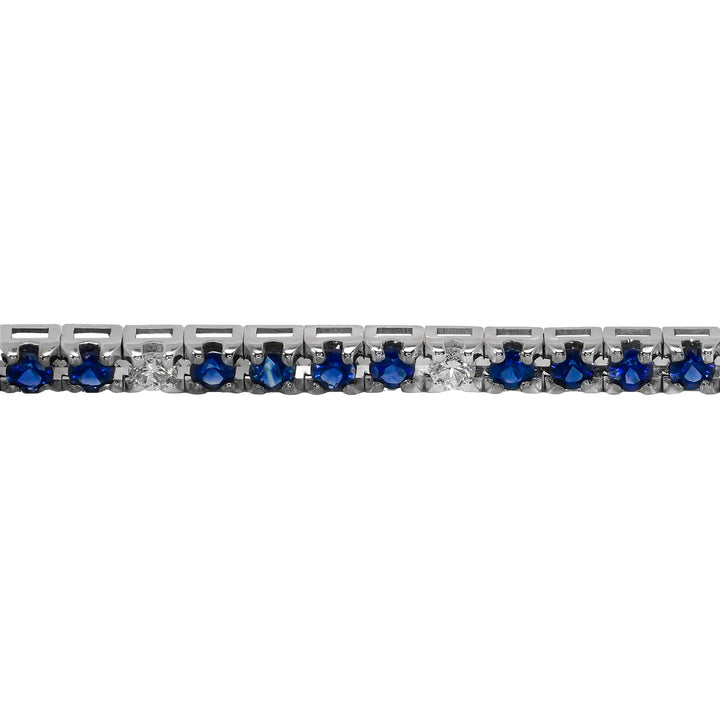 Bracciale Crivelli - Tennis in Oro Bianco con Zaffiri e Diamanti Bianchi