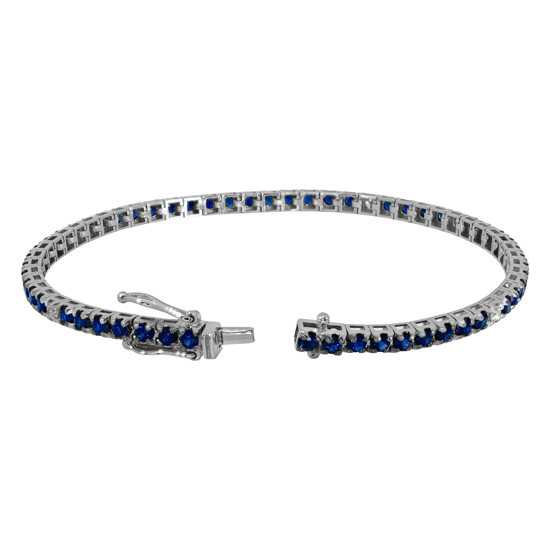 Bracciale Crivelli - Tennis in Oro Bianco con Zaffiri e Diamanti Bianchi