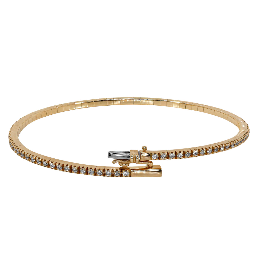Bracciale Rigido Crivelli - Tennis Flessibile con Diamanti in Oro Rosa
