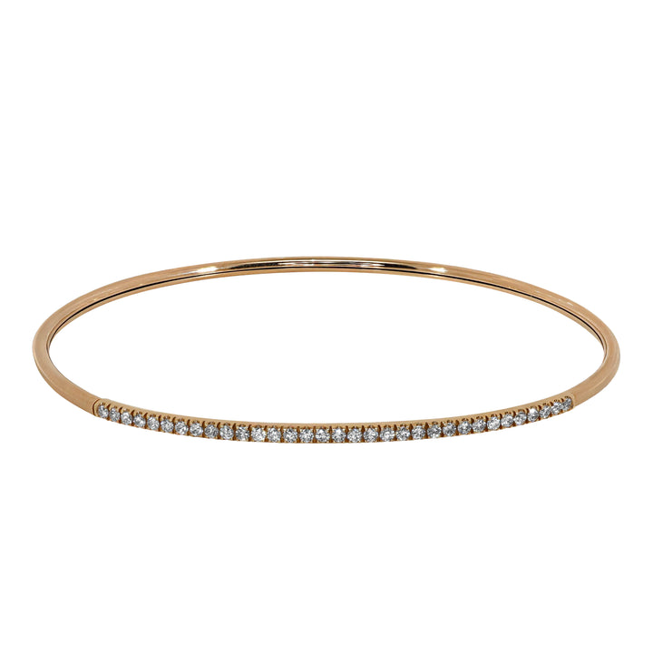 Bracciale Rigido Crivelli - Tennis a Canna Liscia con Diamanti in Oro Rosa