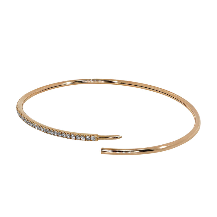 Bracciale Rigido Crivelli - Tennis a Canna Liscia con Diamanti in Oro Rosa