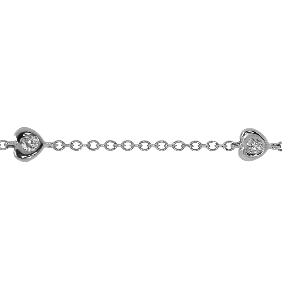 Bracciale Crivelli - Catenina con 5 Cuoricini con Diamanti in Oro Bianco