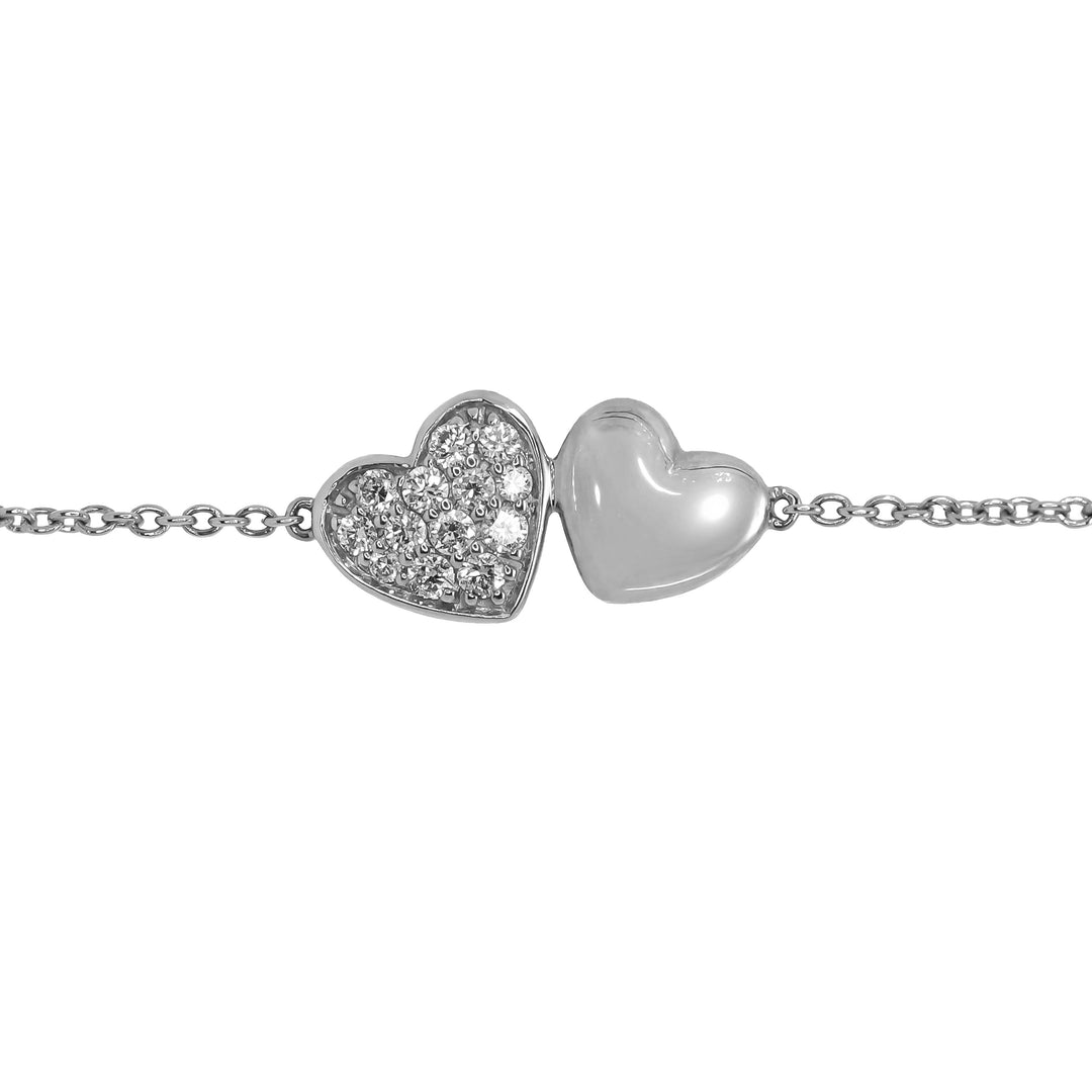 Bracciale Crivelli - Fantasia Doppio Cuoricino con Diamanti in Oro Bianco