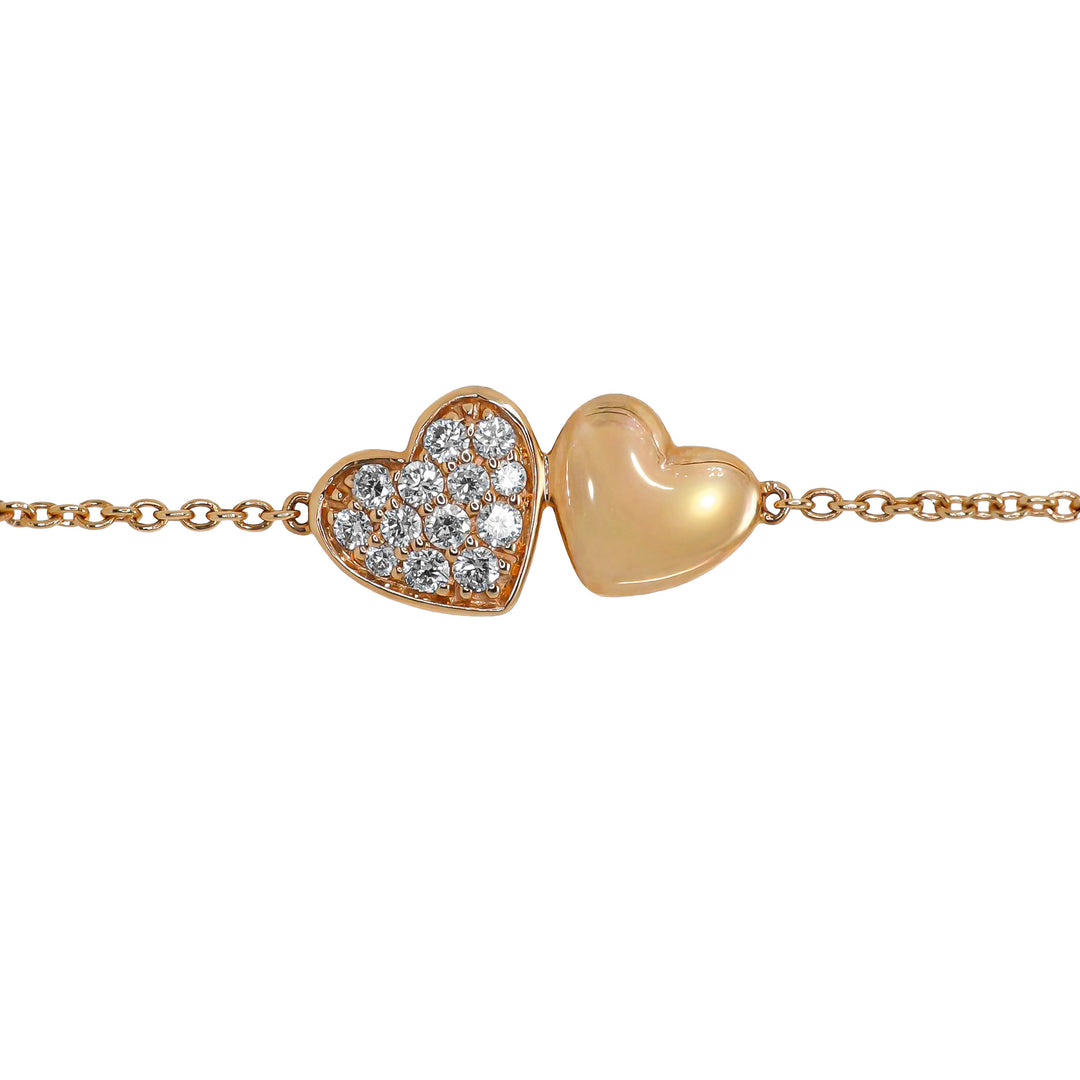 Bracciale Crivelli - Fantasia Doppio Cuoricino con Diamanti in Oro Rosa