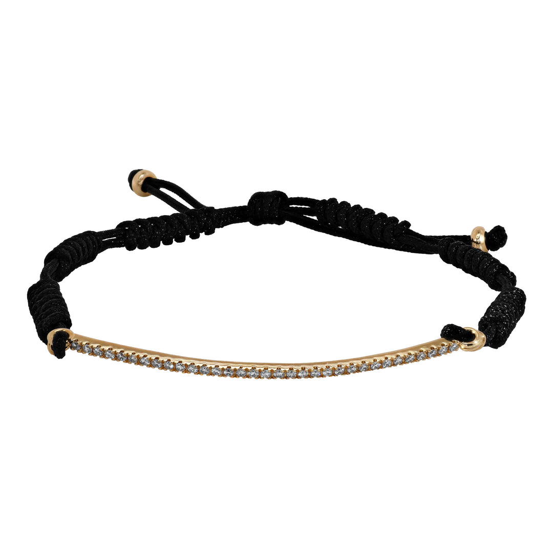 Bracciale Crivelli - Cordino con Barretta in Oro Rosa e Diamanti