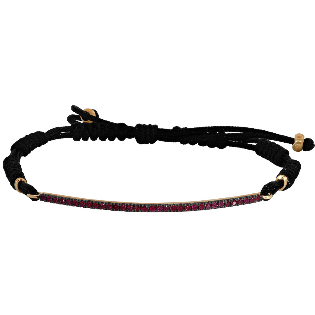 Bracciale Crivelli - Cordino con Barretta in Oro Rosa e Rubini