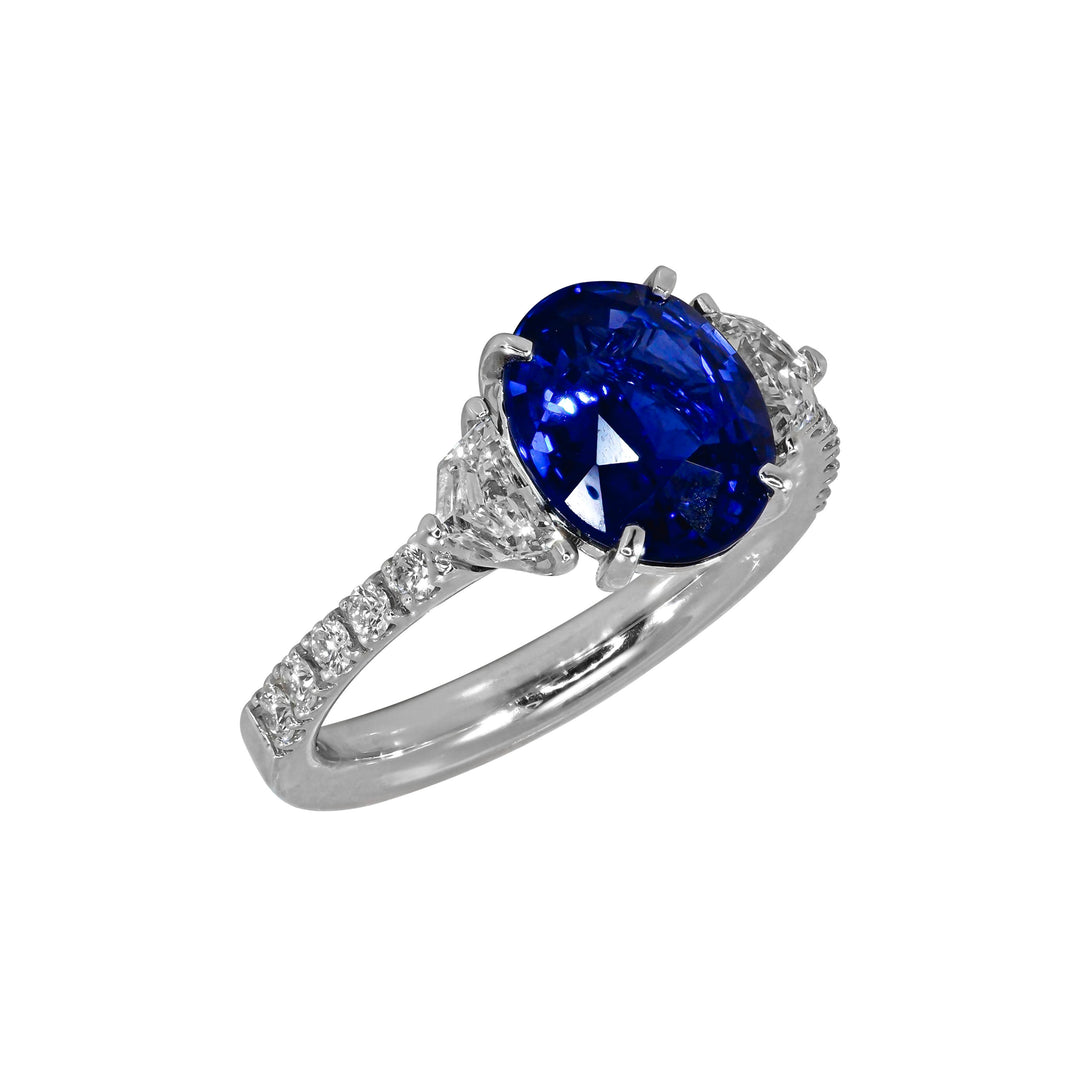 Anello Crivelli - Solitario in Oro Bianco con Zaffiro e Diamanti