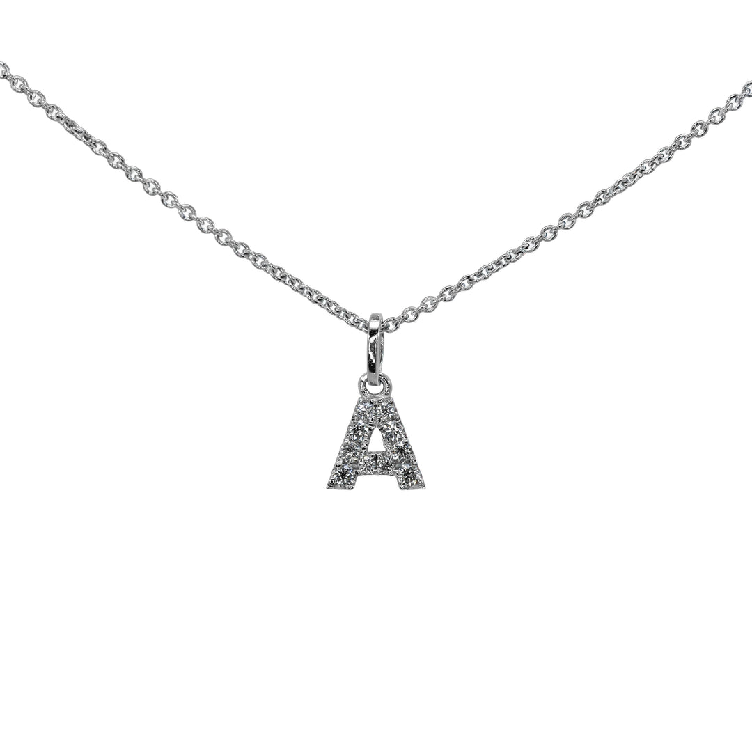 Girocollo Crivelli - Lettera "A" con Diamanti in Oro Bianco