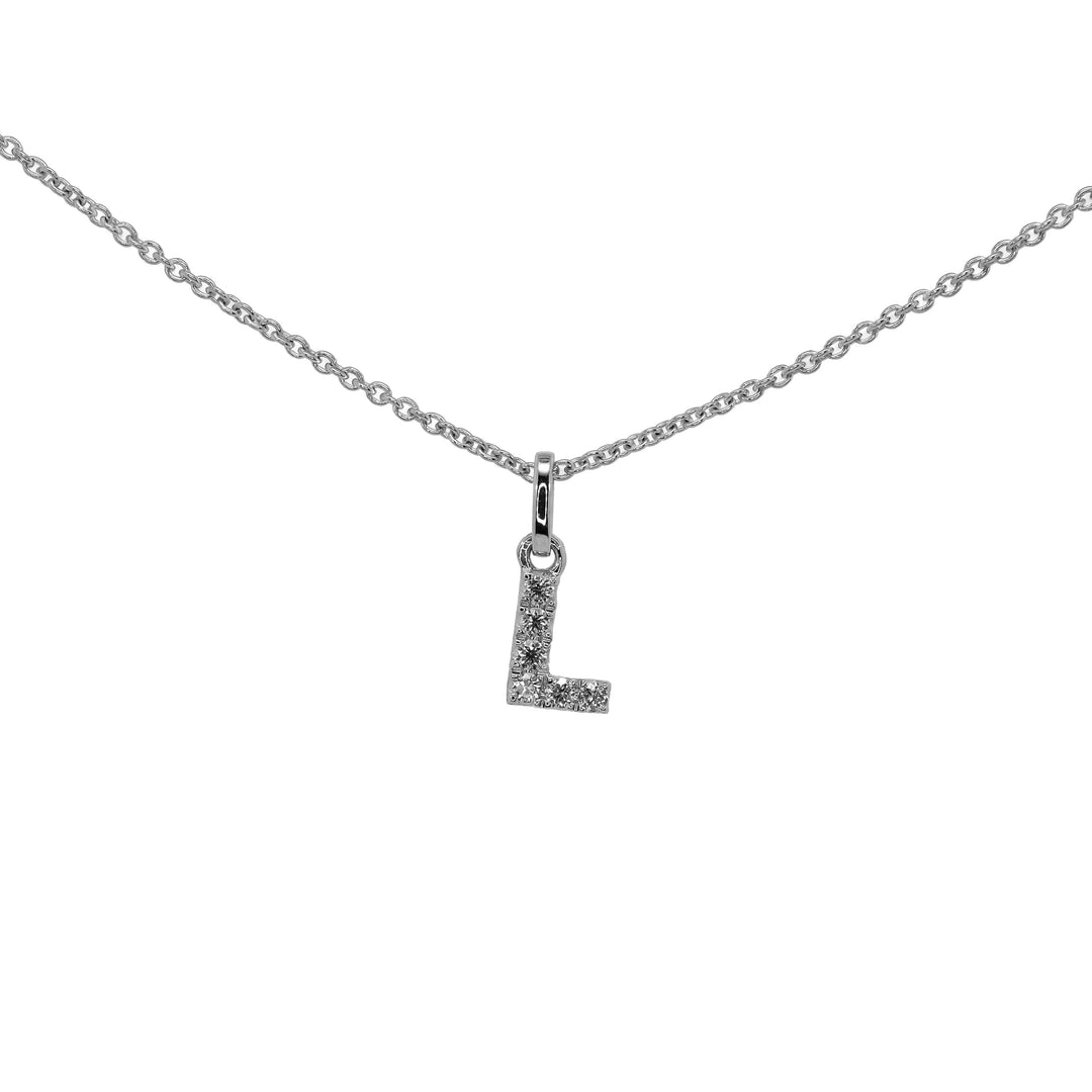 Girocollo Crivelli - Lettera "L" con Diamanti in Oro Bianco