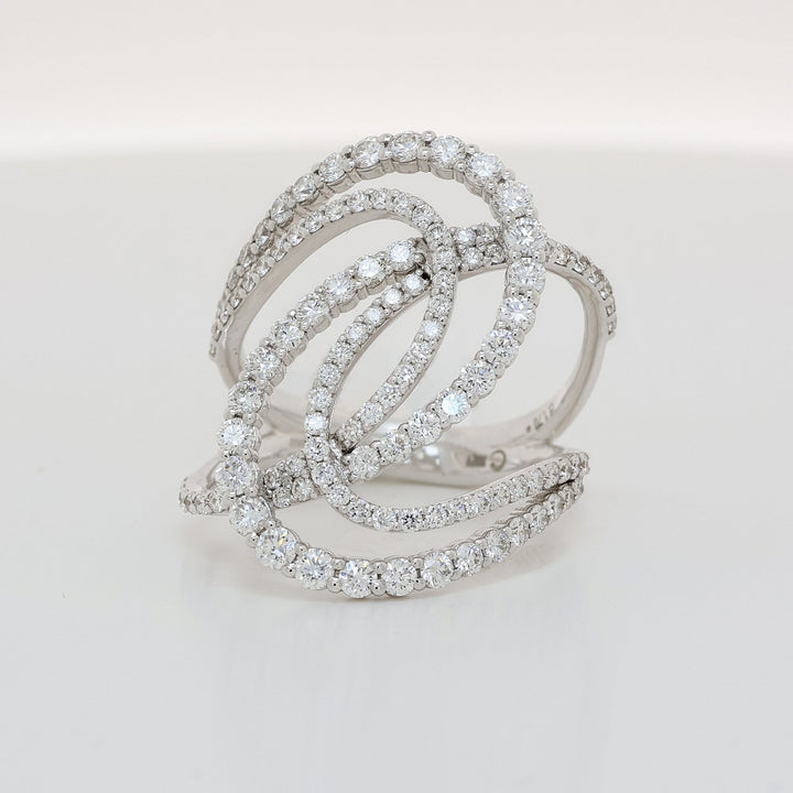 Anello Crivelli - Intreccio in oro Bianco 18 kt con pavé di diamanti naturali