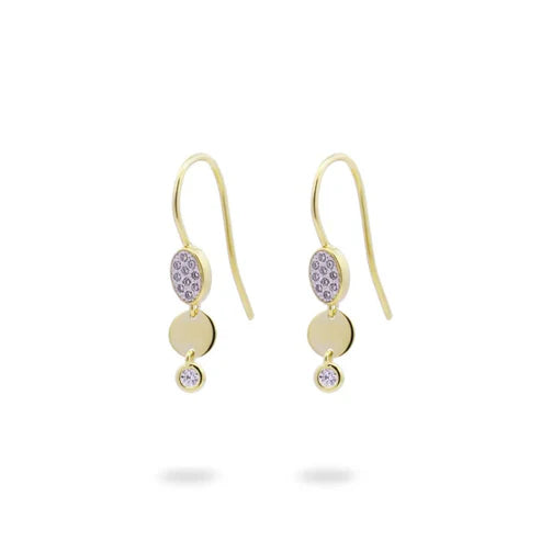 Orecchini Rue Des Mille - Shapes in Argento Dorato con Cerchio, Ovale e Zirconi