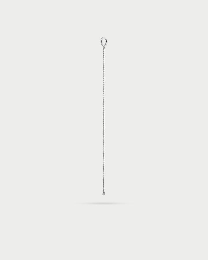 Mono-orecchino long line drop rodio