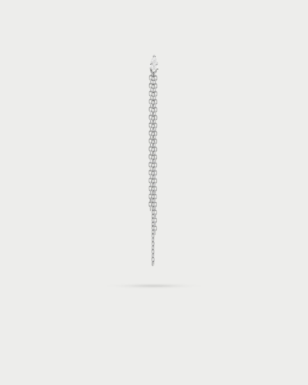 Mono-orecchino multi line drop frange rodio