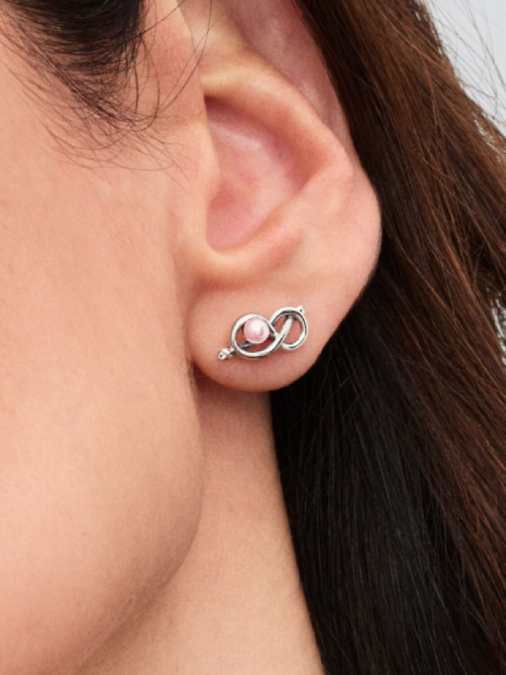 Orecchini Legame infinito con Perla Rosa Artificiale