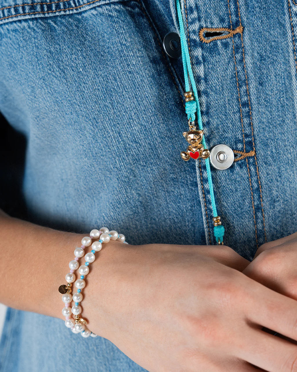 Bracciale Rue Des Mille - Perla e zirconi milky turchesi