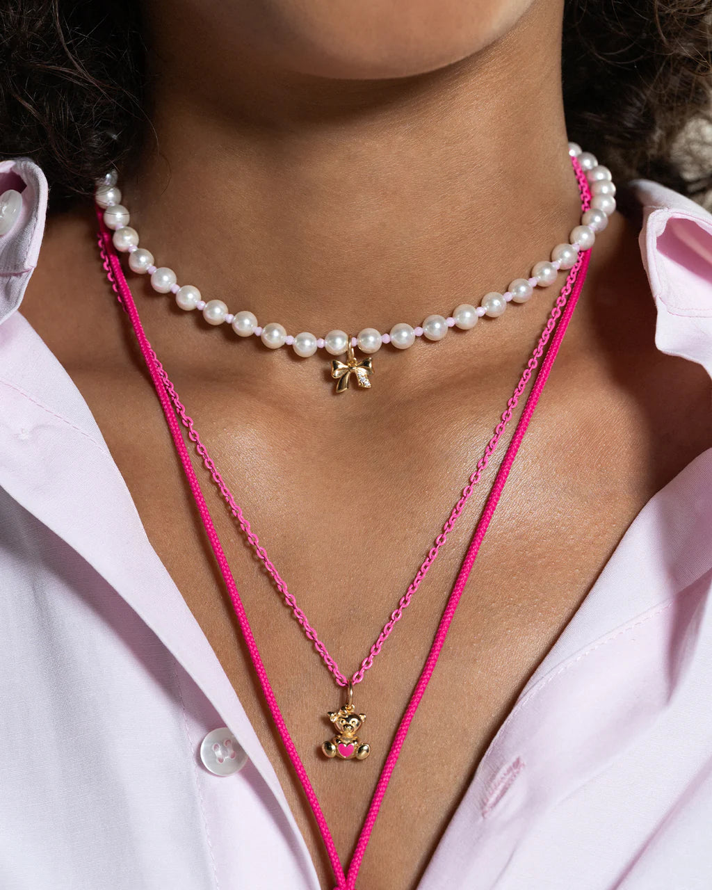 Girocollo Rue Des Mille - Perla e zirconi milky rosa