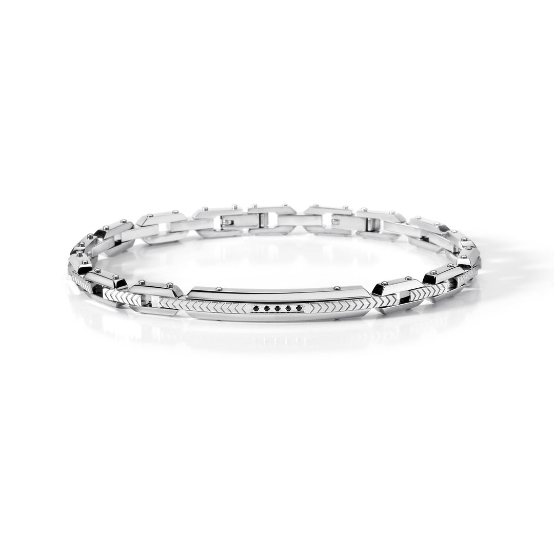 Bracciale Comete - Acciaio Inox e Spinelli Neri Naturali