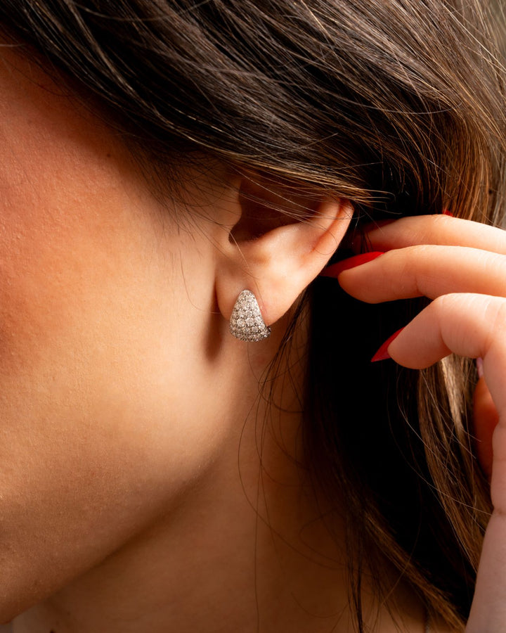 Orecchini Crivelli - Pavé in Oro Bianco con Diamanti