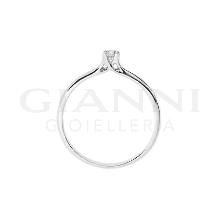 Anello Comete - Solitario Intreccio in Oro Bianco - 52 - Anelli