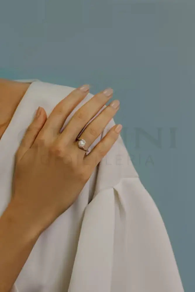 Anello Comete - Valentin in Oro Bianco con Perla e Diamanti - Anelli