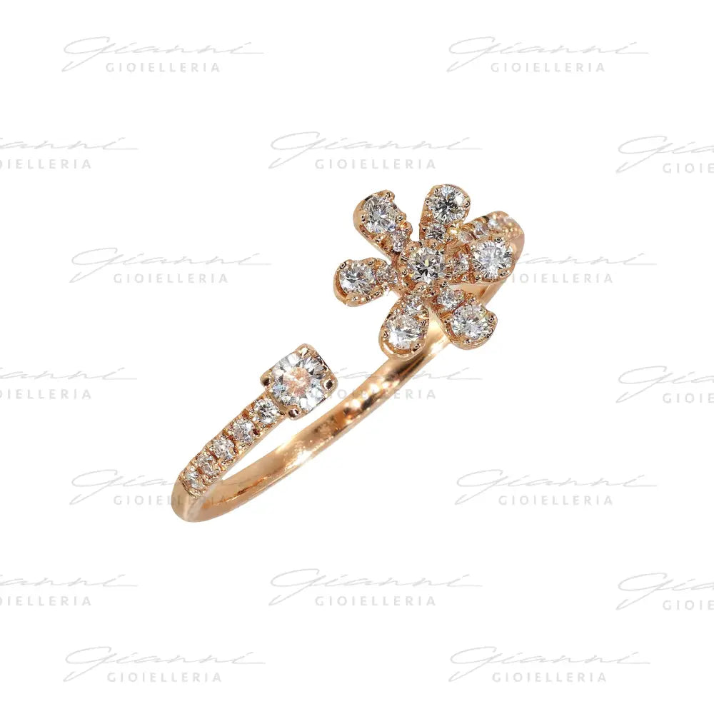 Anello Crivelli - Aperto Fantasia Fiore con Diamanti Anelli