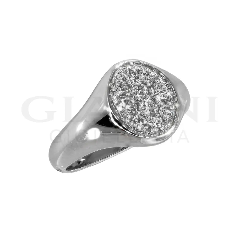 Anello Crivelli - Chevalier in Oro Bianco con Pavé di Diamanti Anelli