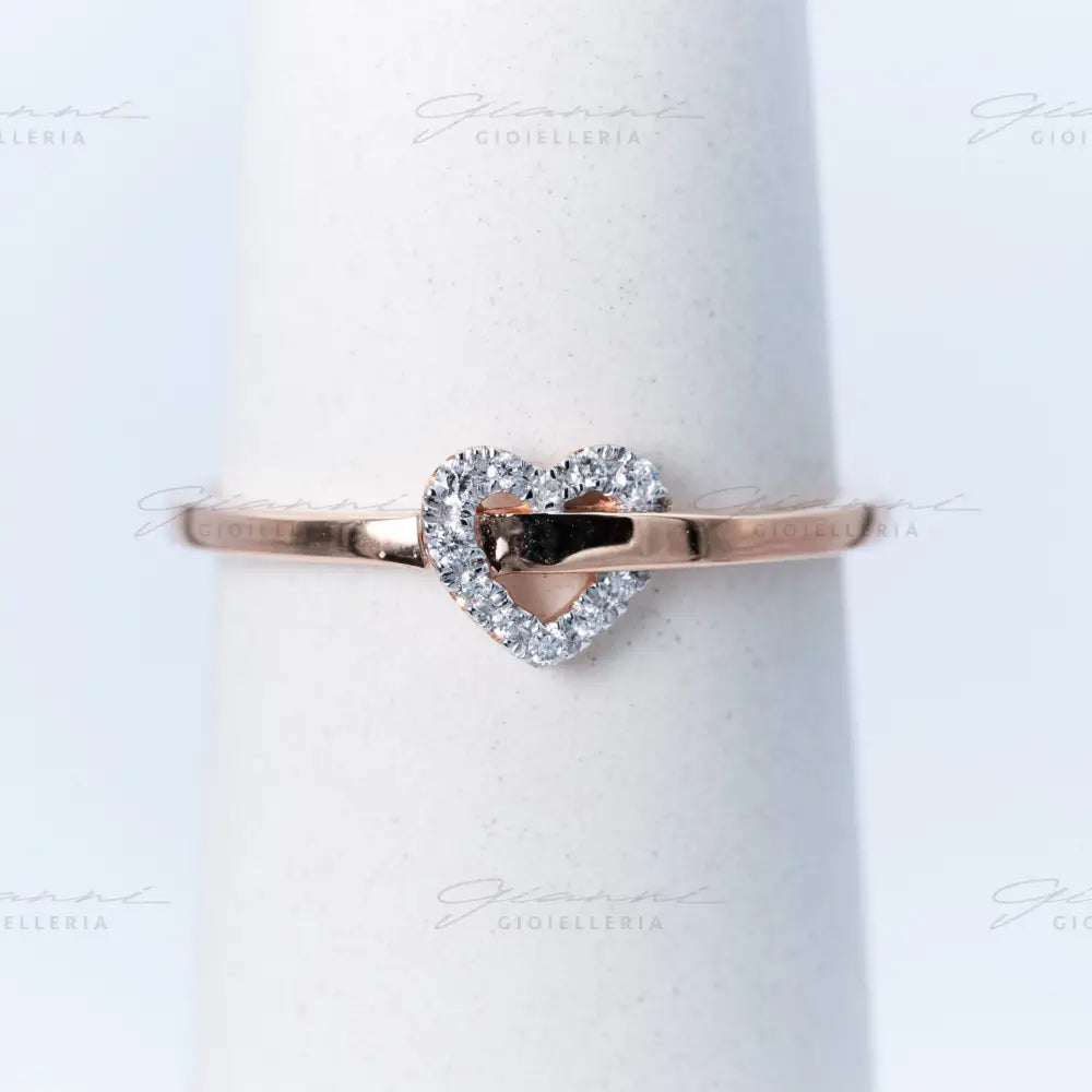 Anello cuore fantasia con Diamanti Crivelli