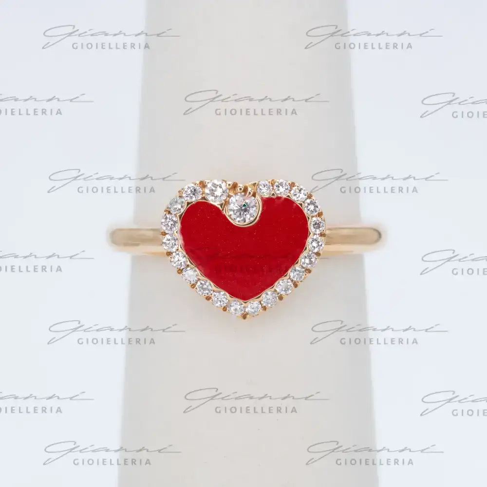 Anello Crivelli - Cuore Smaltato in Oro giallo con Diamanti Anelli