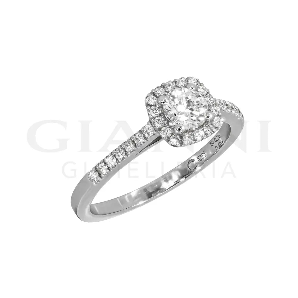 Anello Crivelli - Diamante centrale taglio Brillante e Diamanti laterali in Oro Bianco Anelli