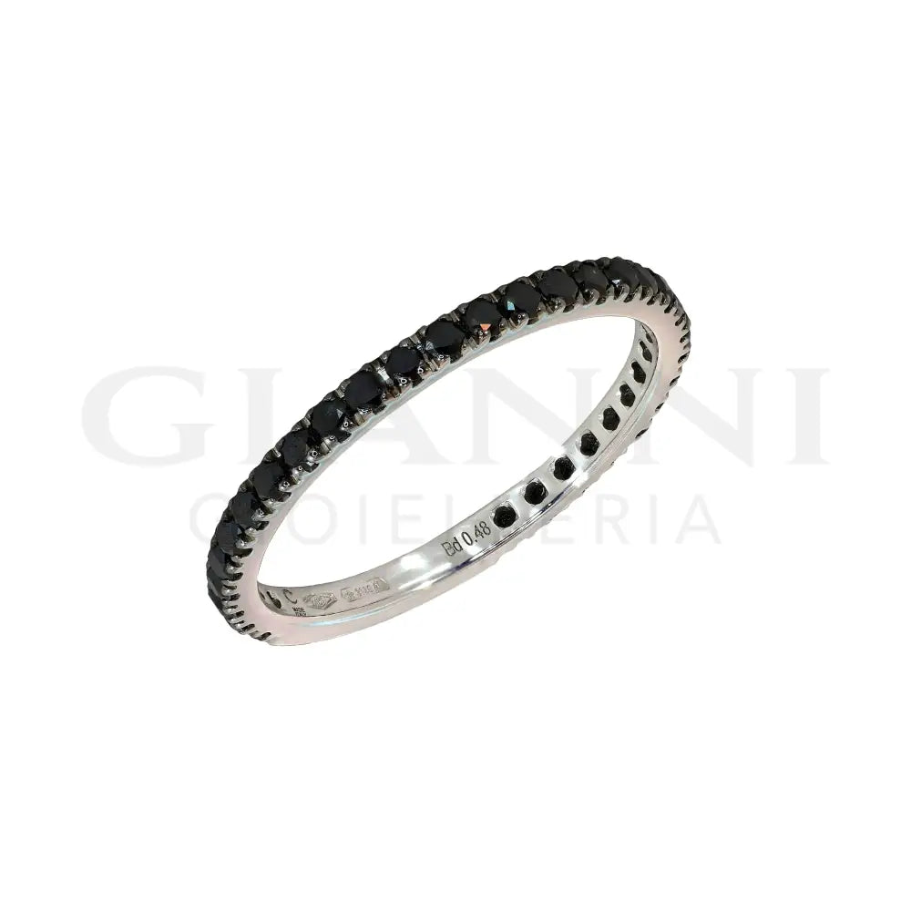 Anello Crivelli - Fedina in Oro Bianco con Diamanti Neri 0,48 ct. Anelli