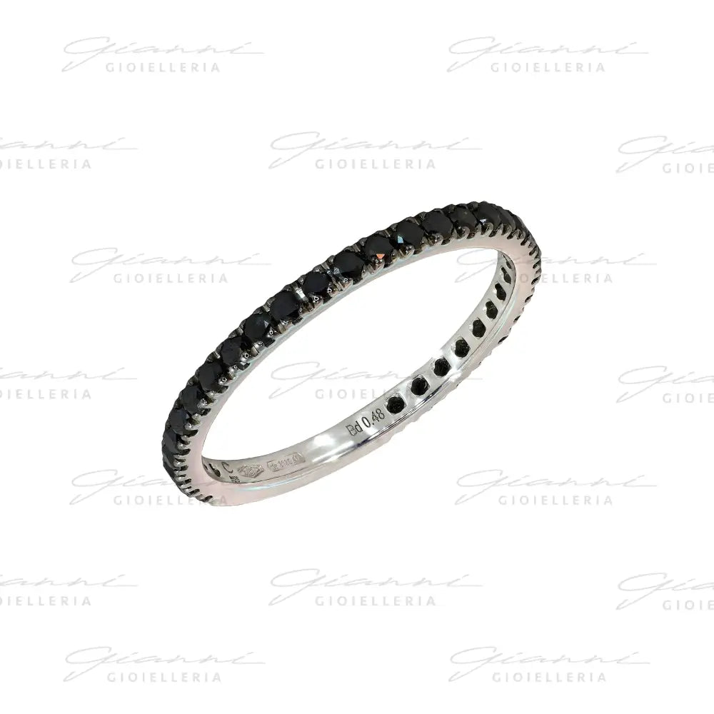 Anello Crivelli - Fedina in Oro Bianco con Diamanti Neri 0,48 ct. Anelli