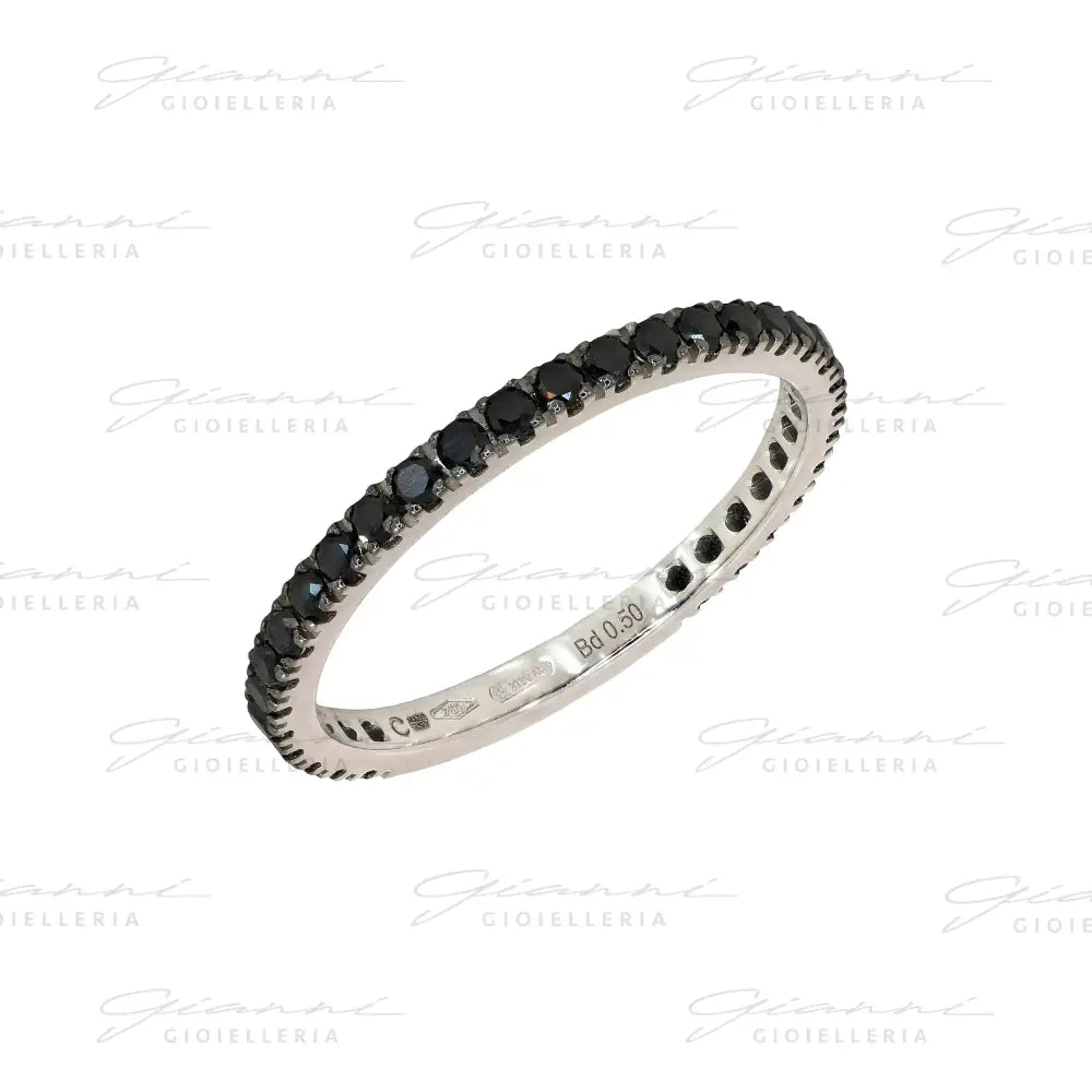 Anello Crivelli - Fedina in Oro Bianco con Diamanti Neri 0,50 ct. Anelli