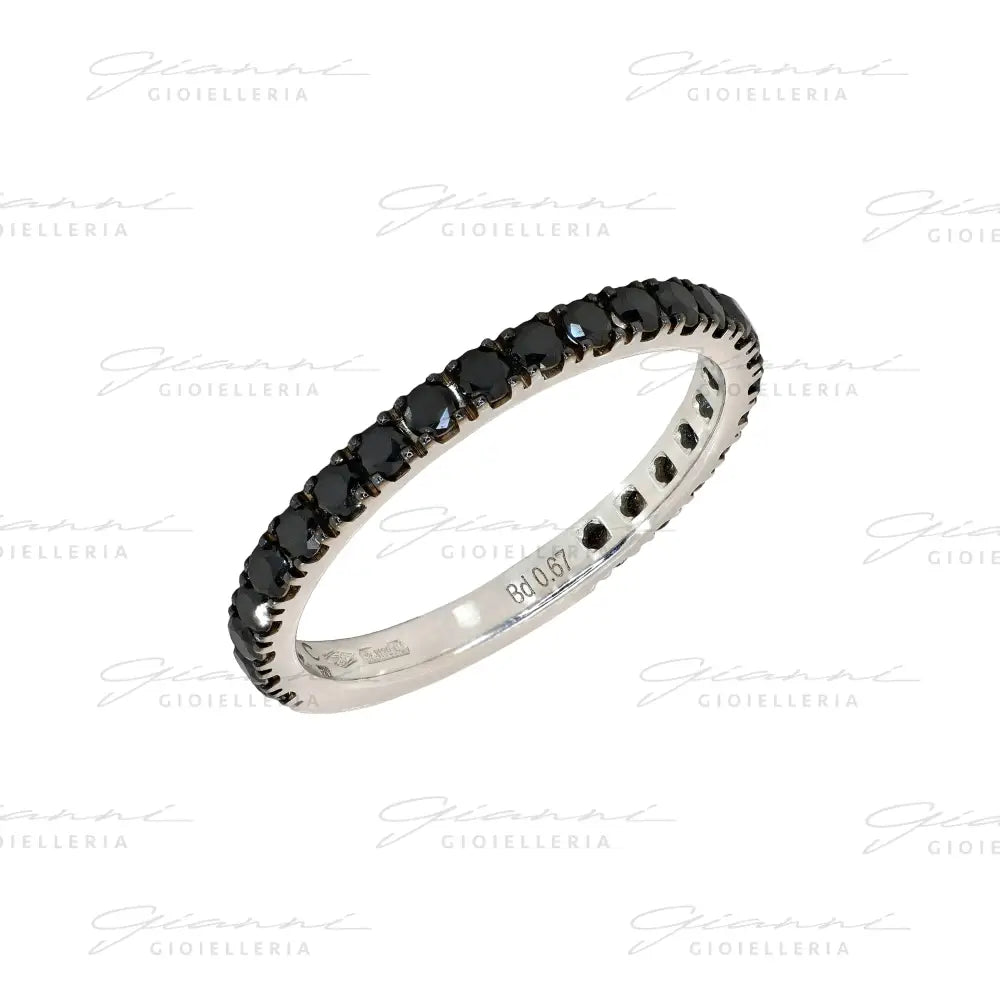 Anello Crivelli - Fedina in Oro Bianco con Diamanti Neri 0,67 ct. Anelli