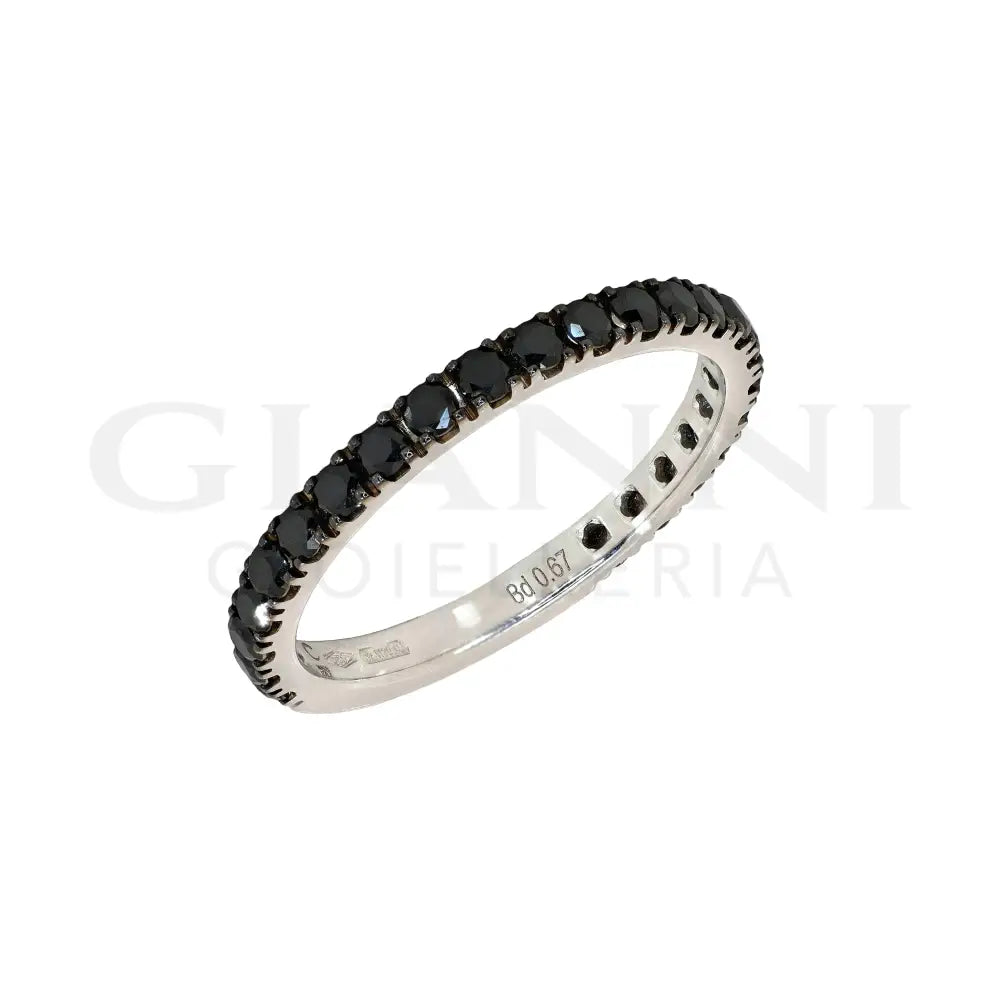 Anello Crivelli - Fedina in Oro Bianco con Diamanti Neri 0,67 ct. Anelli