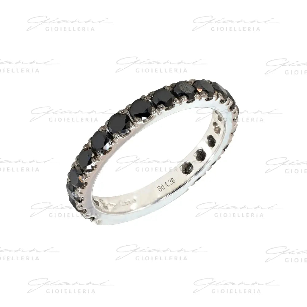 Anello Crivelli - Fedina in Oro Bianco con Diamanti Neri 1,38 ct. Anelli