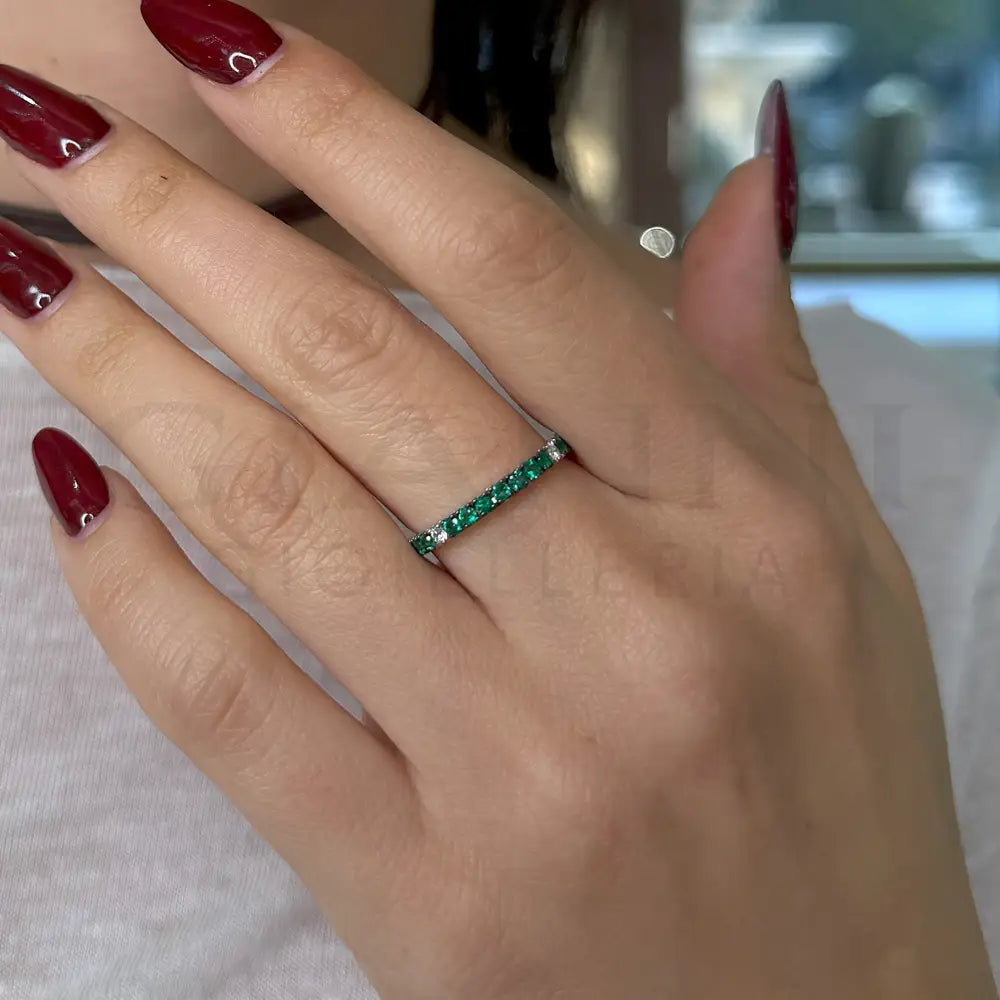 Anello Crivelli - Fedina in Oro Bianco con Smeraldi e Diamanti Anelli