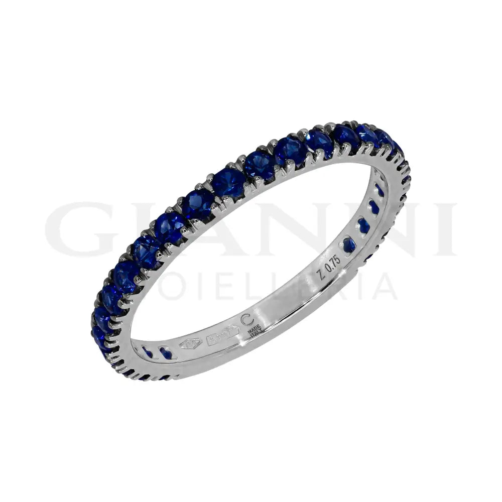 Anello Crivelli - Eternity 3/4 in Oro Bianco con Zaffiri - Anelli
